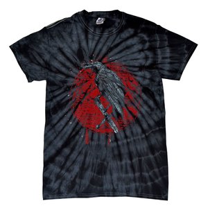 Halloween Raven Red Moon Spooky Night Crow Tie-Dye T-Shirt