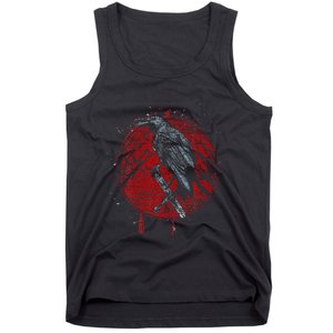 Halloween Raven Red Moon Spooky Night Crow Tank Top