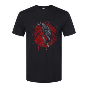 Halloween Raven Red Moon Spooky Night Crow Softstyle CVC T-Shirt