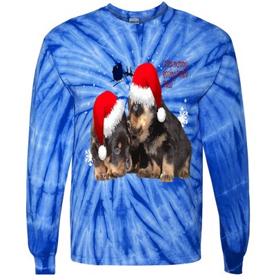 Holiday Ready Rottweilers A Puppy First Christmas Gift Tie-Dye Long Sleeve Shirt