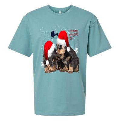 Holiday Ready Rottweilers A Puppy First Christmas Gift Sueded Cloud Jersey T-Shirt