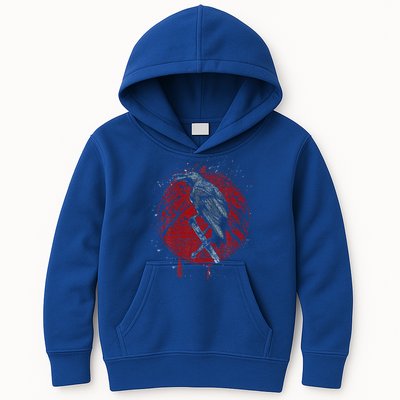 Halloween Raven Red Moon Spooky Night Crow Kids Hoodie