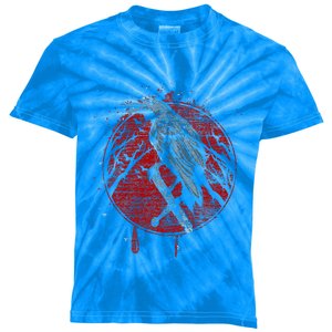 Halloween Raven Red Moon Spooky Night Crow Kids Tie-Dye T-Shirt