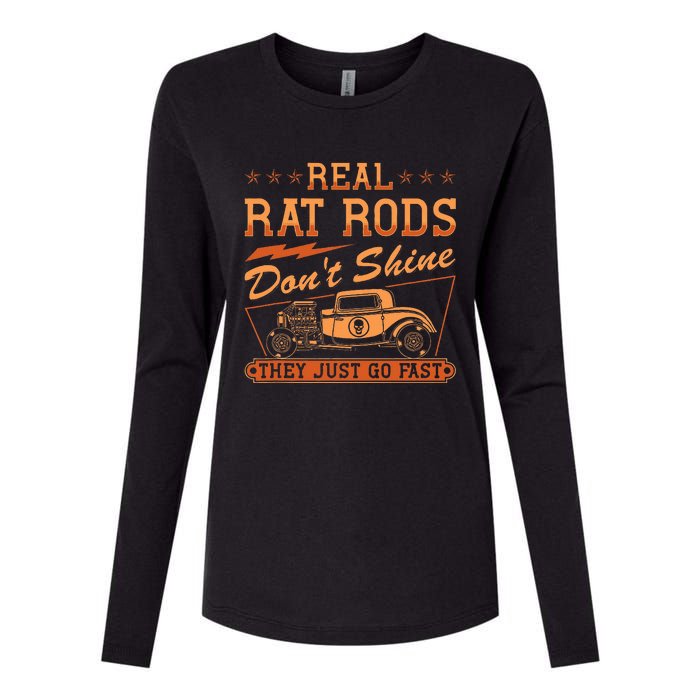 Hot Rod Rusty Car Dont Shine Vintage Rat Rod Womens Cotton Relaxed Long Sleeve T-Shirt