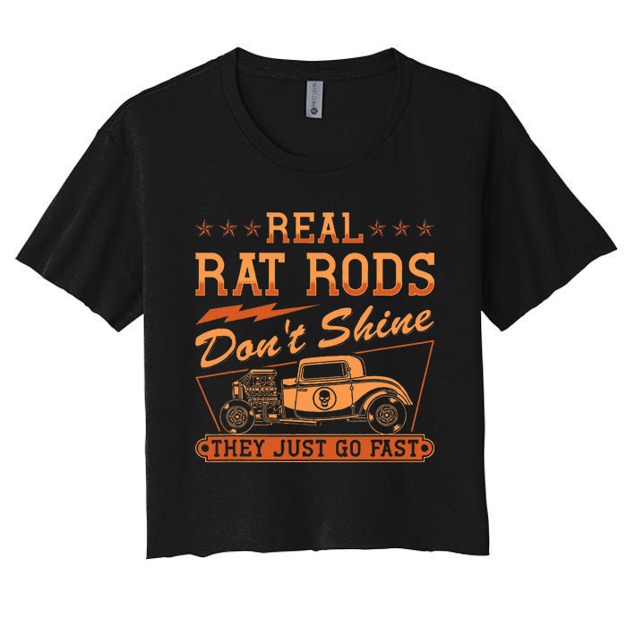 Hot Rod Rusty Car Dont Shine Vintage Rat Rod Women's Crop Top Tee