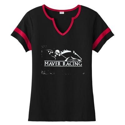 Horse Racing Racehorse Mavers Racing Racing Jockey Ladies Halftime Notch Neck Tee