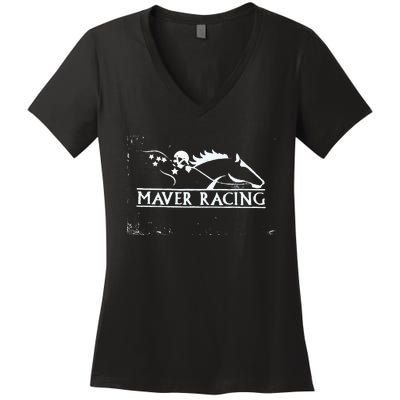 Horse Racing Racehorse Mavers Racing Racing Jockey Women's V-Neck T-Shirt