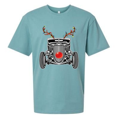 Hot Rod Reindeer Funny Christmas Ride Sueded Cloud Jersey T-Shirt