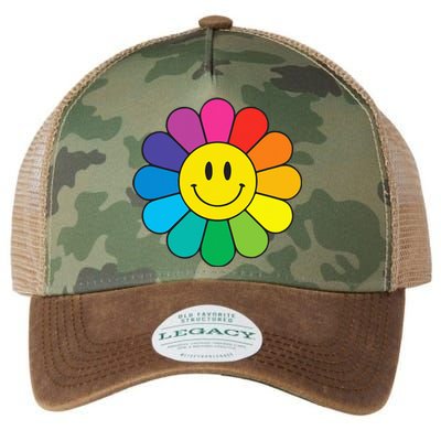 Happy Retro Rainbow Flower Legacy Tie Dye Trucker Hat