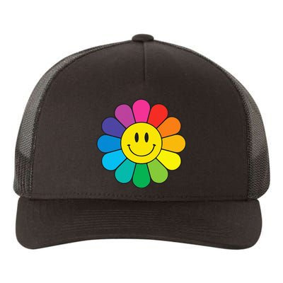 Happy Retro Rainbow Flower Yupoong Adult 5-Panel Trucker Hat