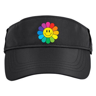 Happy Retro Rainbow Flower Adult Drive Performance Visor