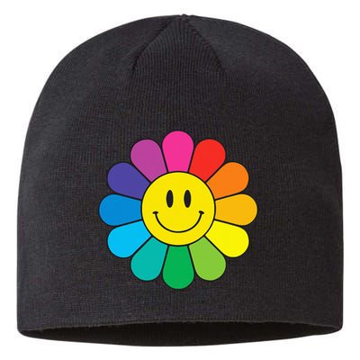 Happy Retro Rainbow Flower Sustainable Beanie