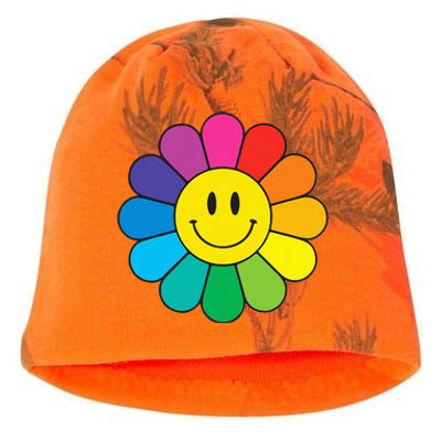 Happy Retro Rainbow Flower Kati - Camo Knit Beanie