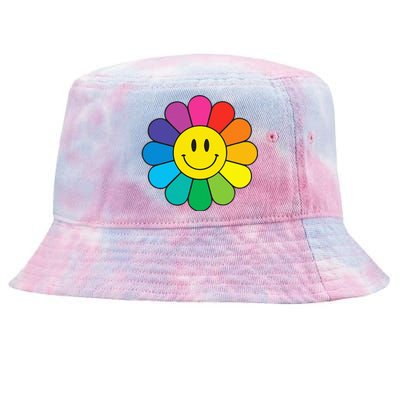 Happy Retro Rainbow Flower Tie-Dyed Bucket Hat