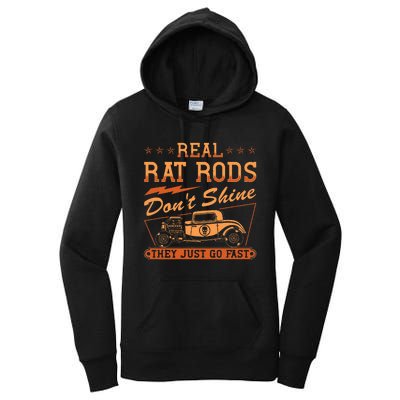 Hot Rod Rusty Car Dont Shine Vintage Rat Rod  Women's Pullover Hoodie