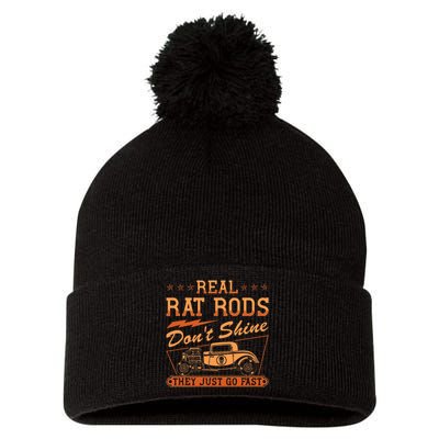 Hot Rod Rusty Car Dont Shine Vintage Rat Rod  Pom Pom 12in Knit Beanie