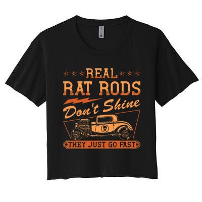 Hot Rod Rusty Car Dont Shine Vintage Rat Rod  Women's Crop Top Tee