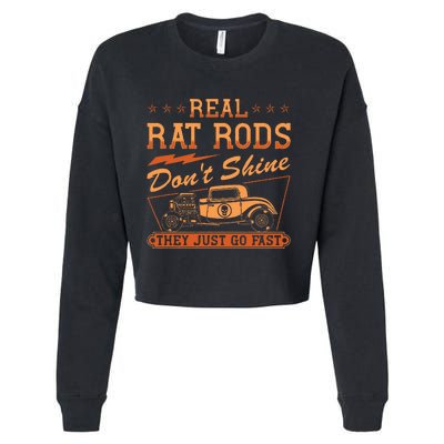 Hot Rod Rusty Car Dont Shine Vintage Rat Rod  Cropped Pullover Crew