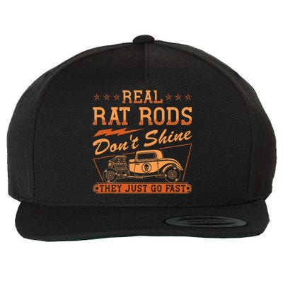 Hot Rod Rusty Car Dont Shine Vintage Rat Rod  Wool Snapback Cap