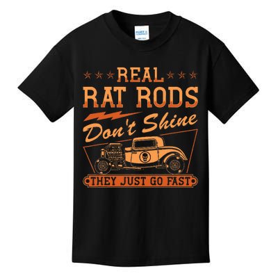 Hot Rod Rusty Car Dont Shine Vintage Rat Rod  Kids T-Shirt