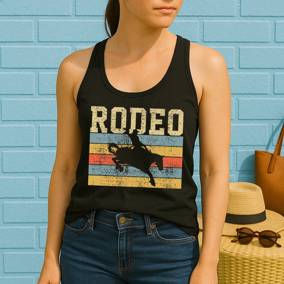 Horse Riding Retro Vintage Western Country Womens Tank Top