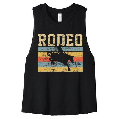 Horse Riding Retro Vintage Western Country Women's Racerback Cropped Tank