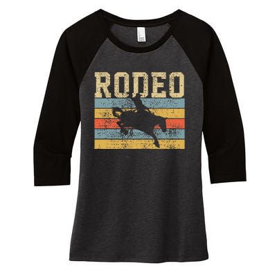 Horse Riding Retro Vintage Western Country Women's Tri-Blend 3/4-Sleeve Raglan Shirt