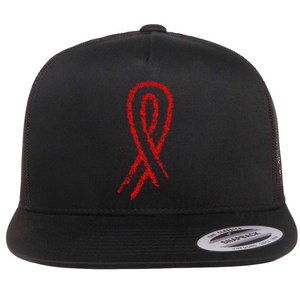 Hiv Red Ribbon World Aids Day Flat Bill Trucker Hat