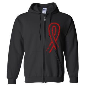 Hiv Red Ribbon World Aids Day Full Zip Hoodie