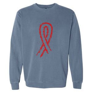 Hiv Red Ribbon World Aids Day Garment-Dyed Sweatshirt