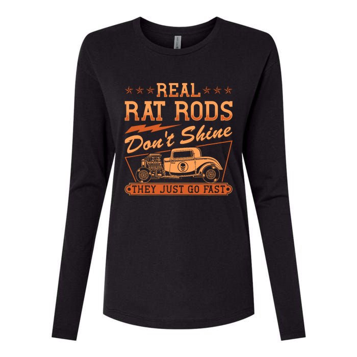 Hot Rod Rusty Car Dont Shine Vintage Rat Rod Womens Cotton Relaxed Long Sleeve T-Shirt