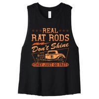 Hot Rod Rusty Car Dont Shine Vintage Rat Rod Women's Racerback Cropped Tank