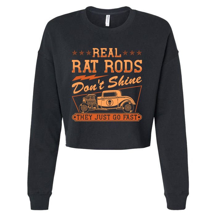 Hot Rod Rusty Car Dont Shine Vintage Rat Rod Cropped Pullover Crew