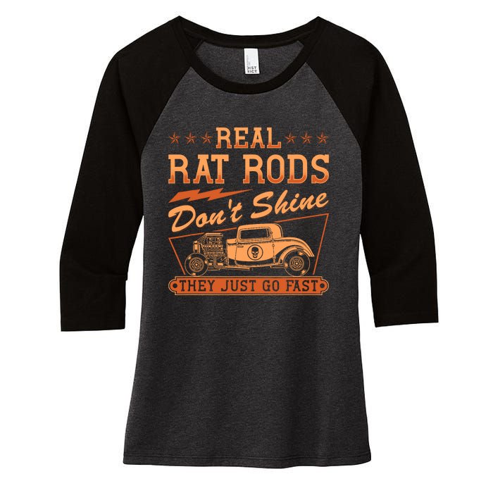 Hot Rod Rusty Car Dont Shine Vintage Rat Rod Women's Tri-Blend 3/4-Sleeve Raglan Shirt