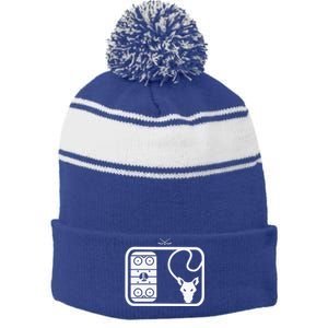 Hockey Rink Rat Stripe Pom Pom Beanie