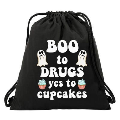 Halloween Red Ribbon Week Say BOO To Say Yes To Cupcakes Drawstring Bag
