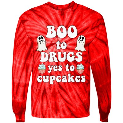 Halloween Red Ribbon Week Say BOO To Say Yes To Cupcakes Tie-Dye Long Sleeve Shirt