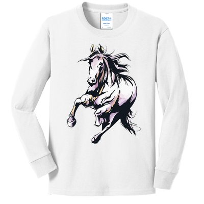 Horse Running Smiling Loving Kids Long Sleeve Shirt