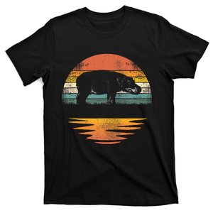 Hippo Retro Sunset Hippo Lover T-Shirt