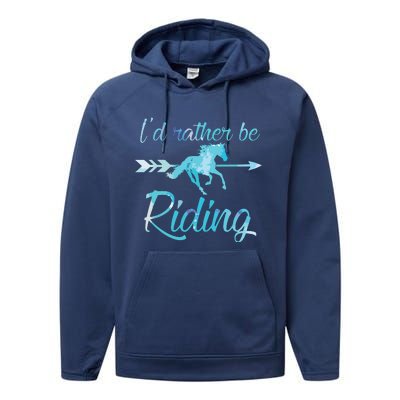 Horse Rider Shirts Girl ID RATHER BE RIDING Horses Performance Fleece Hoodie