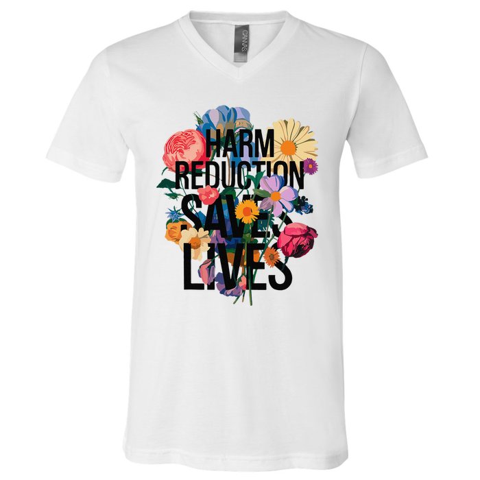 Harm Reduction Saves Lives Mental Health Awareness Month V-Neck T-Shirt