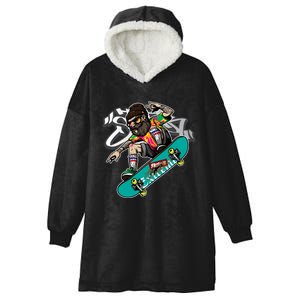 Hipster Riding Skateboard Hooded Wearable Blanket