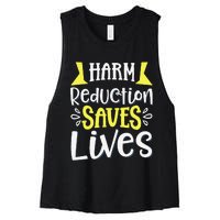 Harm Reduction Saves Lives Women's Racerback Cropped Tank