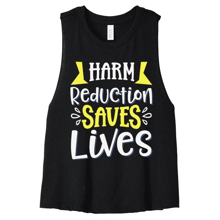 Harm Reduction Saves Lives Women's Racerback Cropped Tank