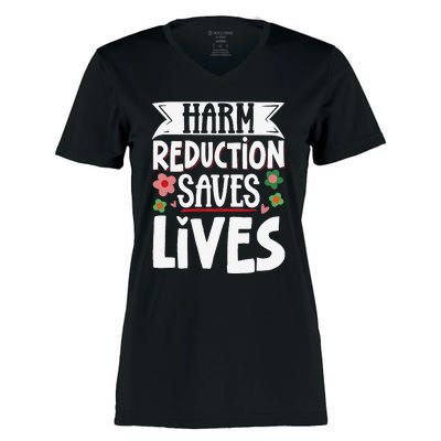 Harm Reduction Saves Lives Women's Momentum V-Neck T-Shirt