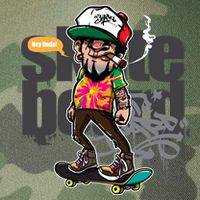 Hipster Riding Skateboard Legacy Tie Dye Trucker Hat