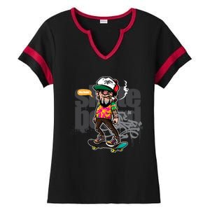 Hipster Riding Skateboard Ladies Halftime Notch Neck Tee