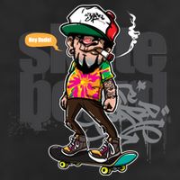 Hipster Riding Skateboard Cool Comfort Performance Bucket Hat