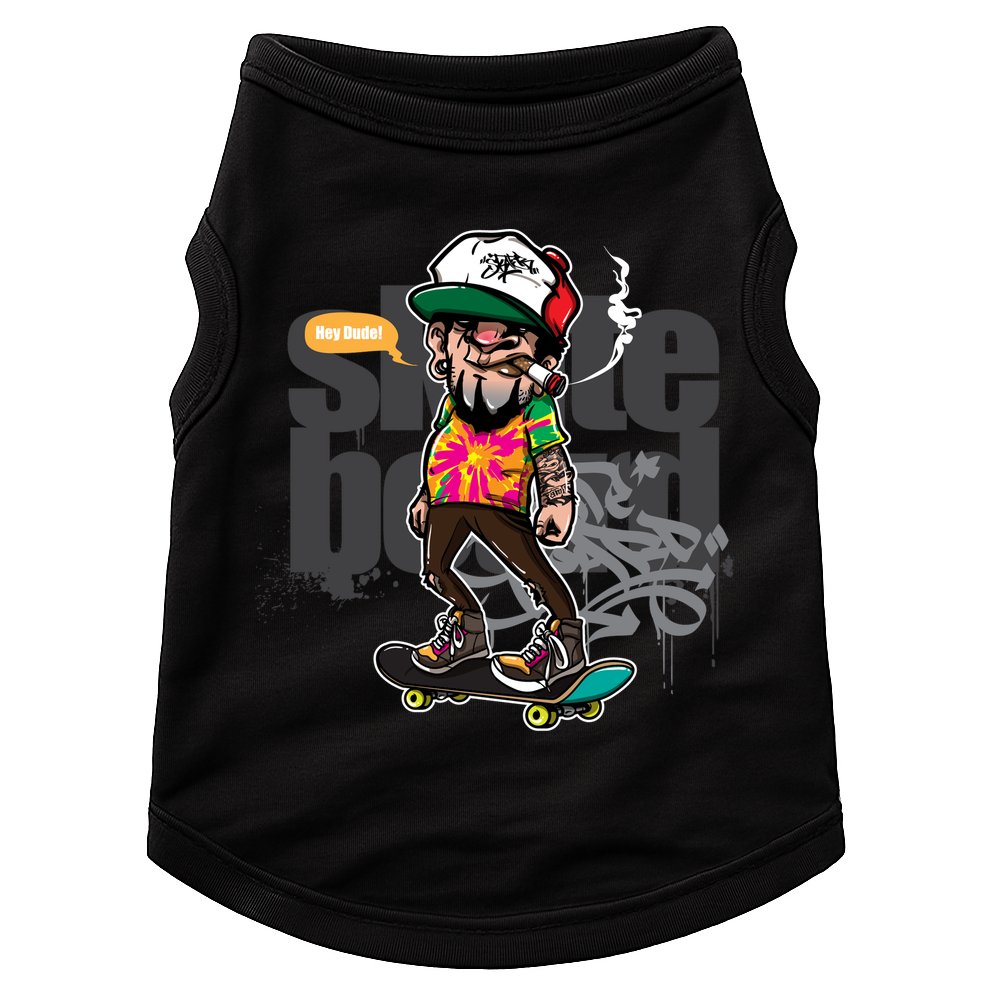 Hipster Riding Skateboard Doggie Tank