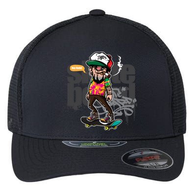 Hipster Riding Skateboard Flexfit Unipanel Trucker Cap